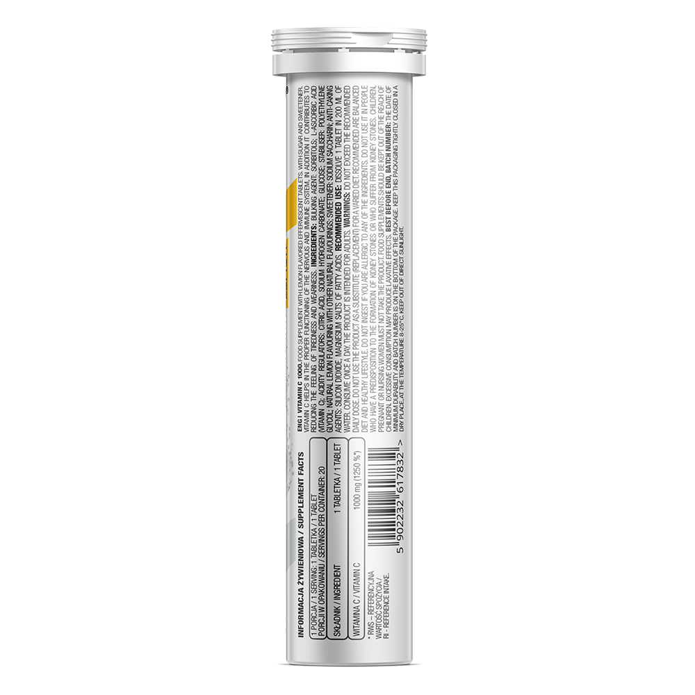 Vitamine C 1000 mg – 20 bruistabletten, citroen, vegan | OstroVit