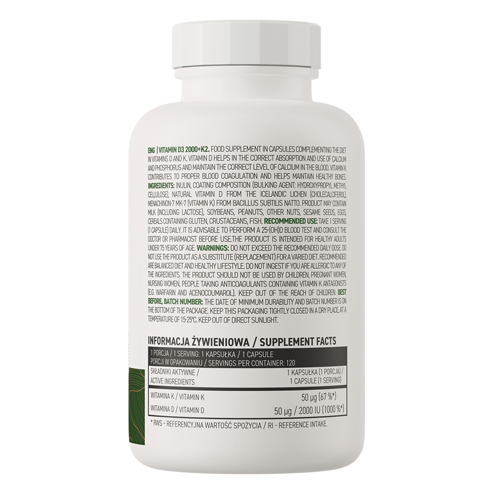 Vitamine D3 2000 + K2 | Vegan | 120 capsules | OstroVit