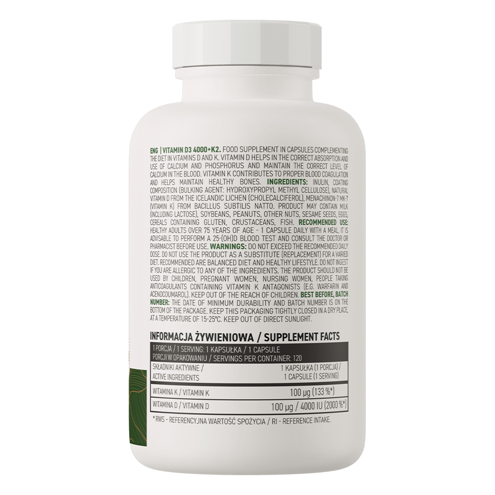 Vitamine D3 4000 | K2 | Vegan | 120 Capsules | OstroVit