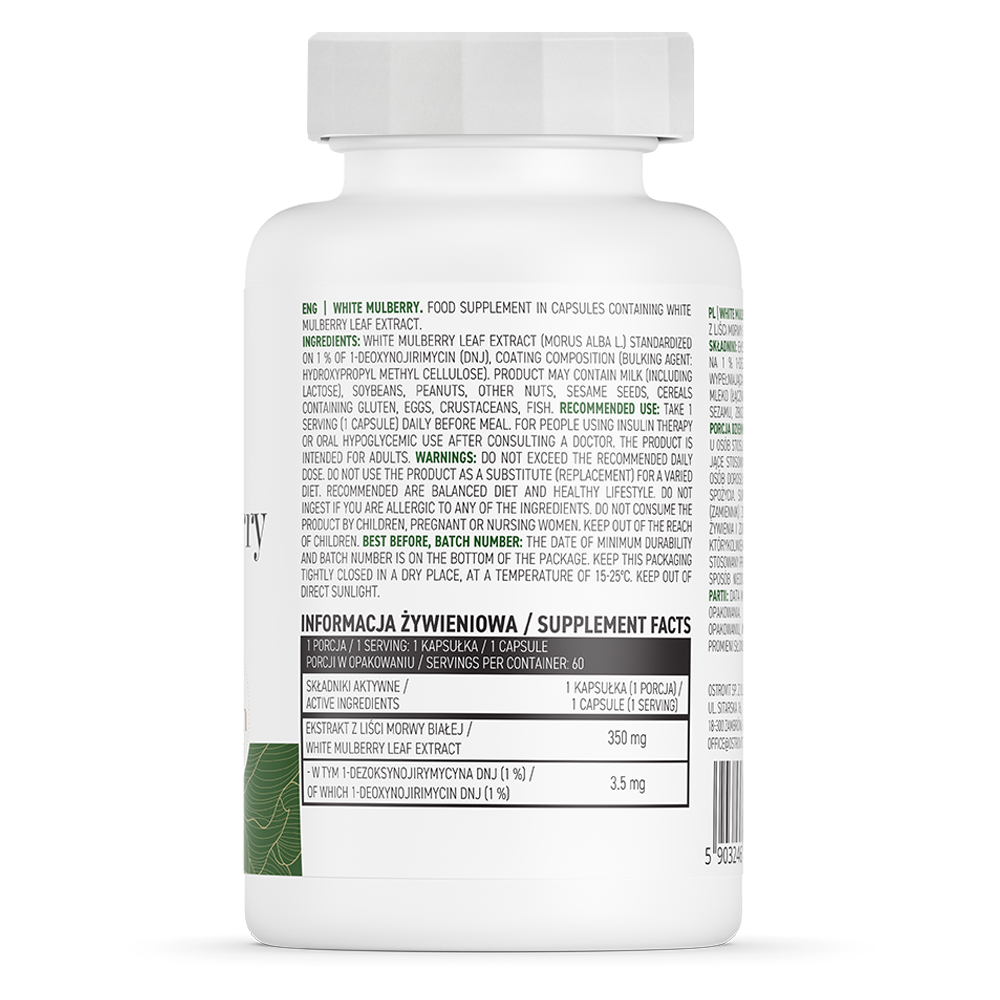 Witte Moerbei | 1% DNJ | 350 mg | Vegan | 60 Vegetarische Capsules | OstroVit