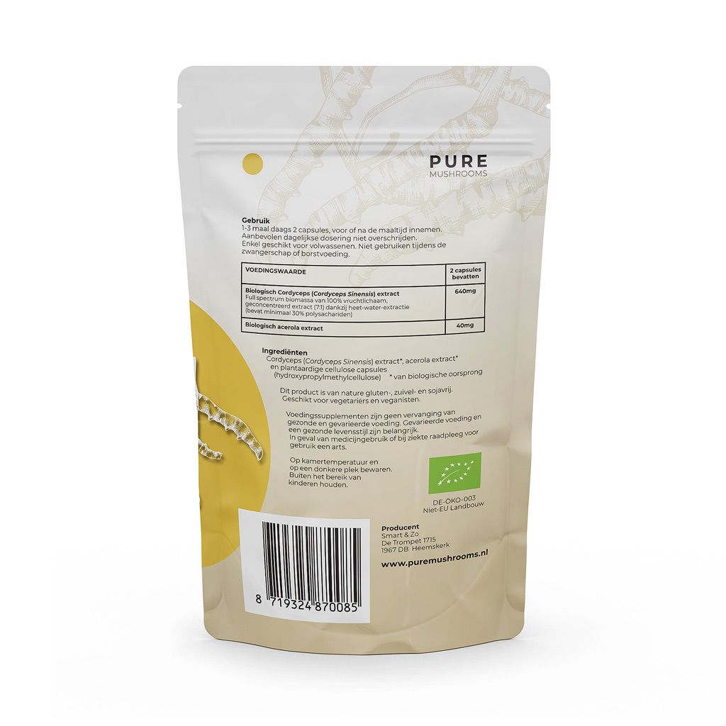Cordyceps Sinensis Paddenstoelen Extract | 60 Capsules | Bio | Pure Mushrooms