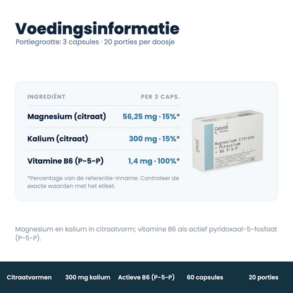 Magnesium Citraat + Kalium + B6 P-5-P 60 caps