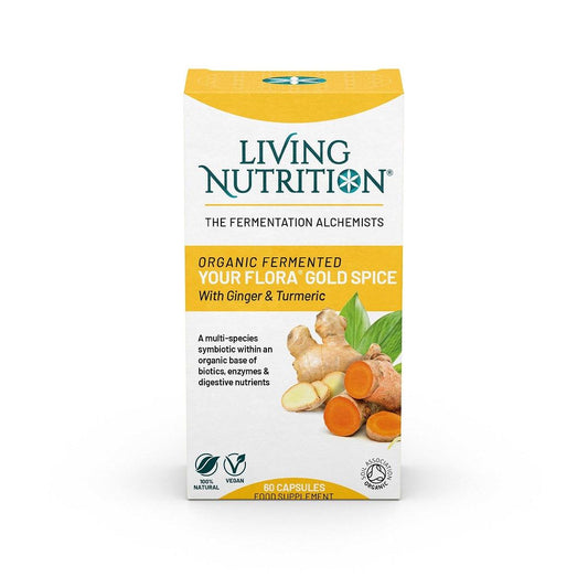 Your Flora Biologisch Gold Spice Gefermenteerde Gember & Kurkuma | 60 Capsules | Living Nutrition