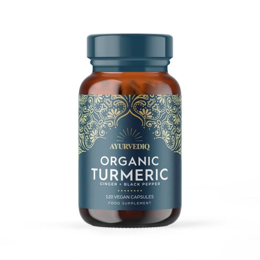 Biologisch kurkuma, gember en zwarte peperextract | 120 Capsules | Ayurvediq