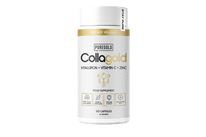 Pure Gold CollaGold – collageen (rund & vis) + vitamine C + zink, 120 capsules, hyaluronzuur