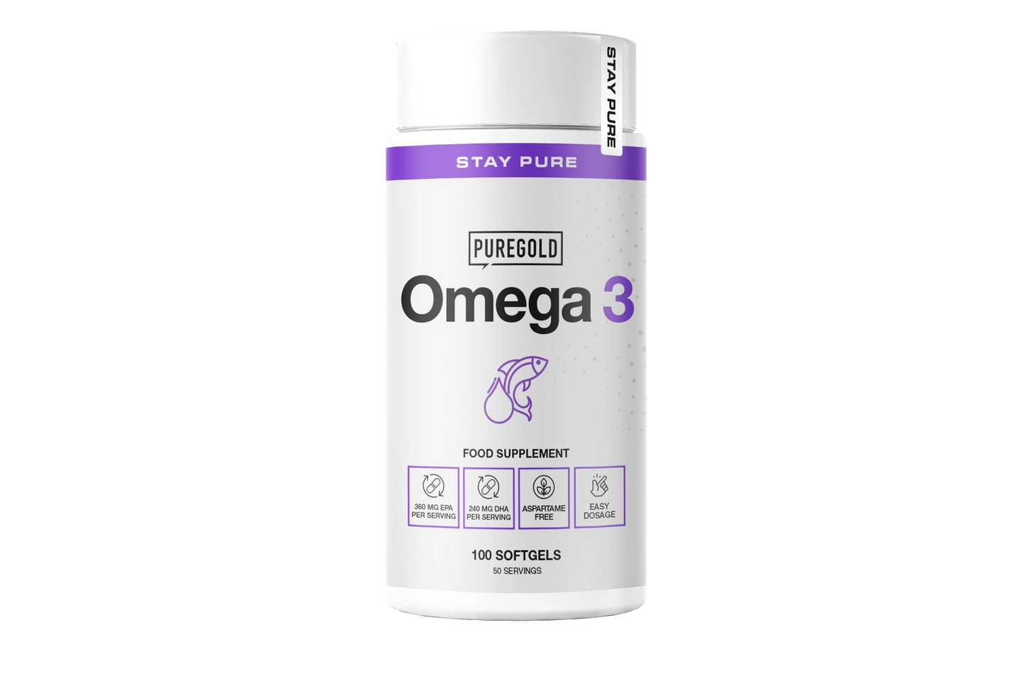 Pure Gold Omega 3 – 360 mg EPA + 240 mg DHA, 100 softgelcapsules