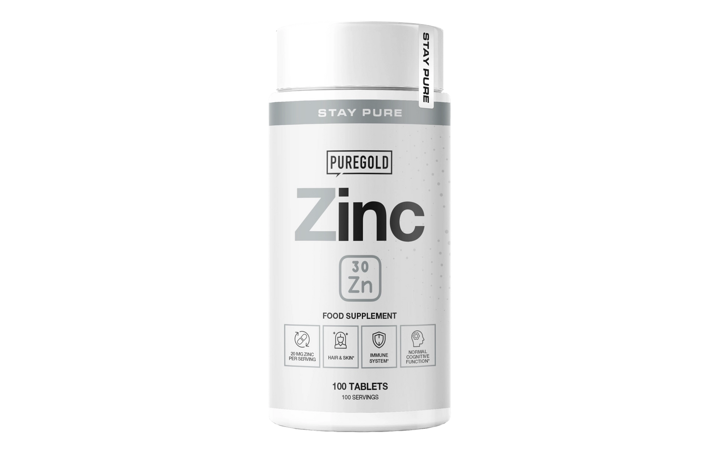 Pure Gold Zinc 20 mg – zink tabletten, 100 doseringen