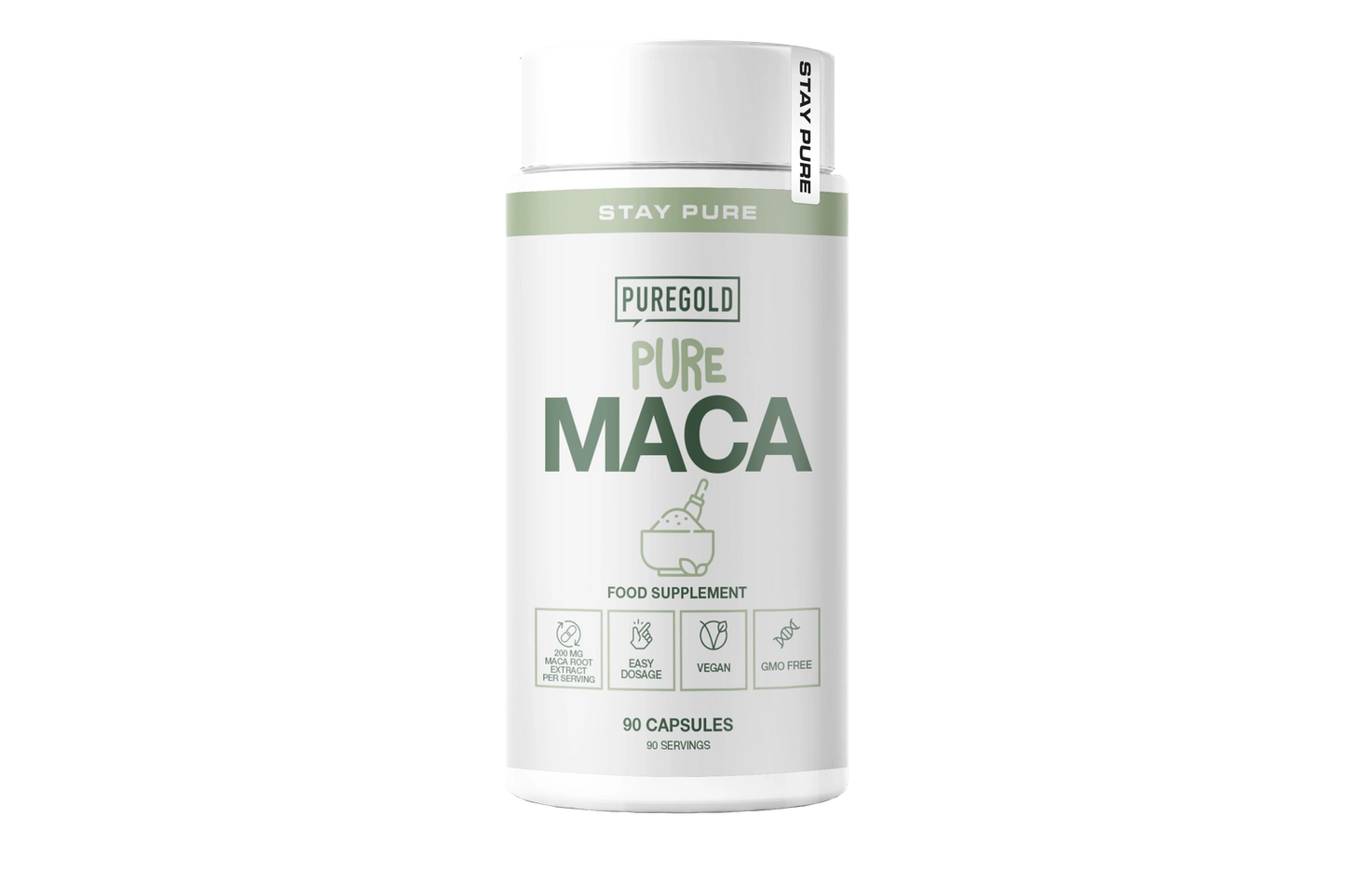 Pure Gold Maca – 200 mg 10:1 maca‑wortelextract, vegan, 90 capsules