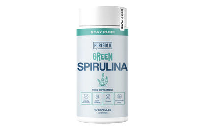 Pure Gold Green Spirulina – 3000 mg spirulina per portie, vegan, 90 capsules