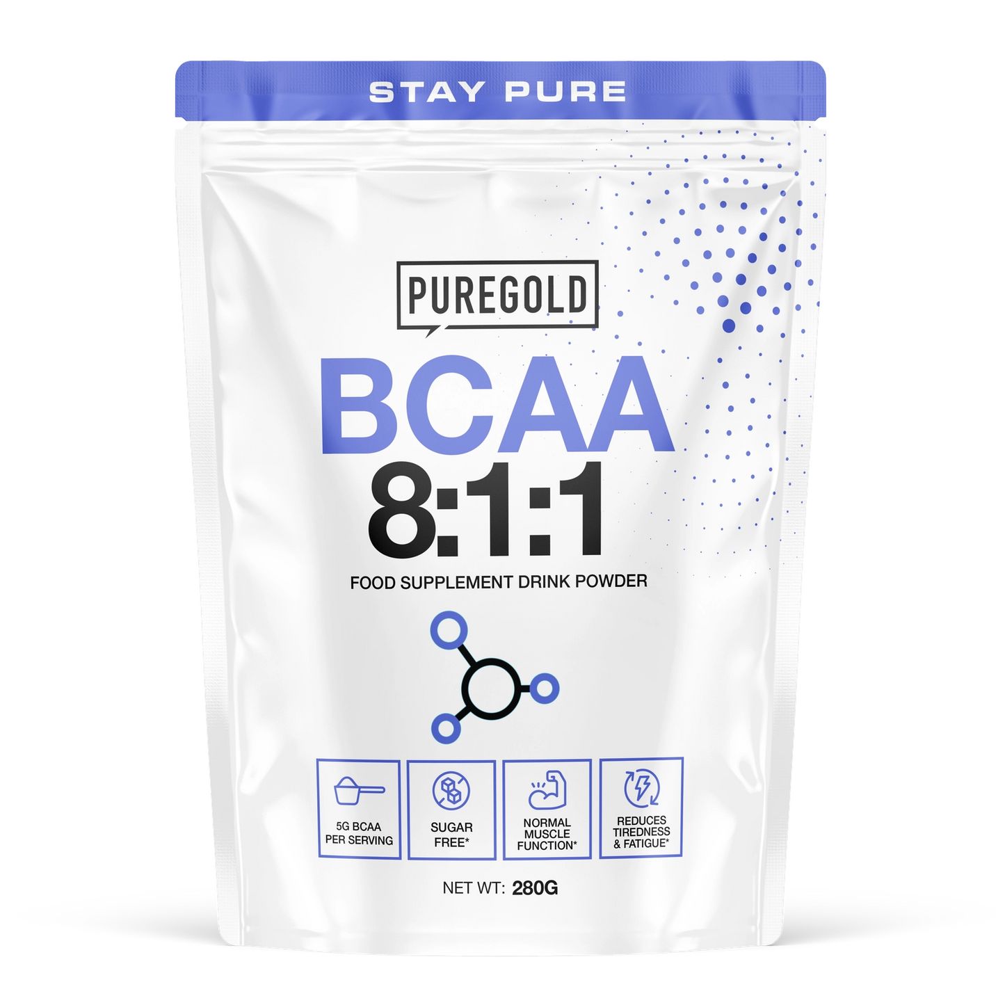 Pure Gold BCAA 8:1:1 Raspberry – 5 g BCAA + kalium + vitamine C & B6, 280 g