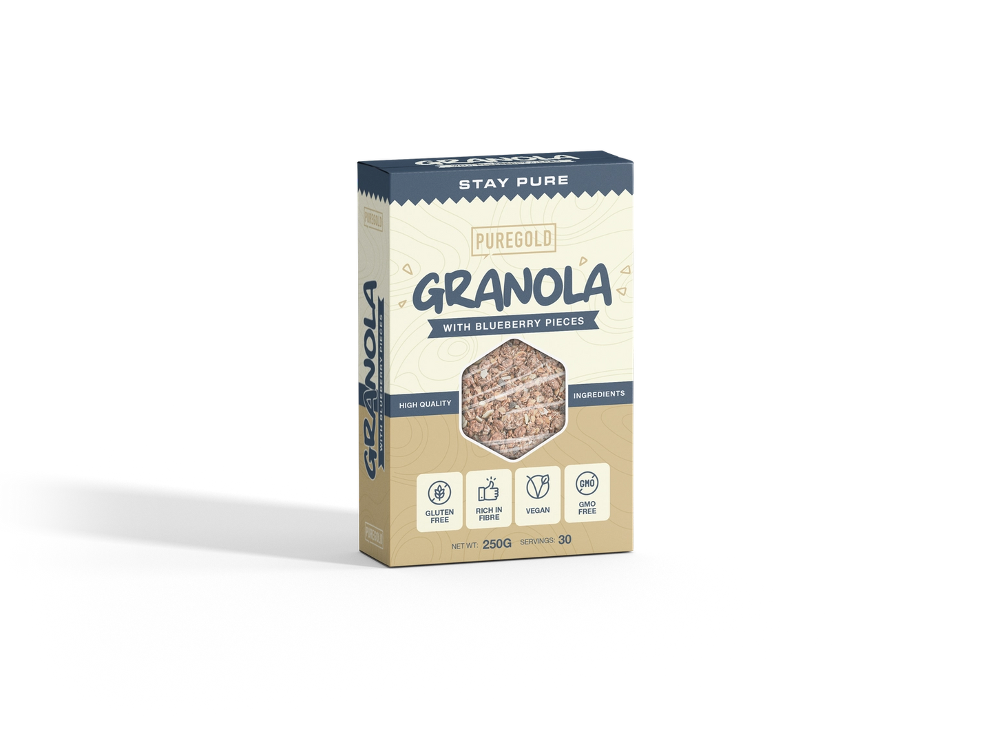 Pure Gold Granola Blueberry – glutenvrij & vegan, rijk aan vezels, 250 g