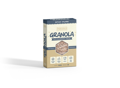 Pure Gold Granola Blueberry – glutenvrij & vegan, rijk aan vezels, 250 g