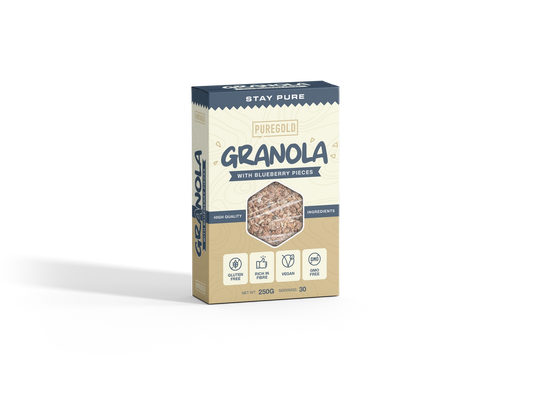 Pure Gold Granola Blueberry – glutenvrij & vegan, rijk aan vezels, 250 g