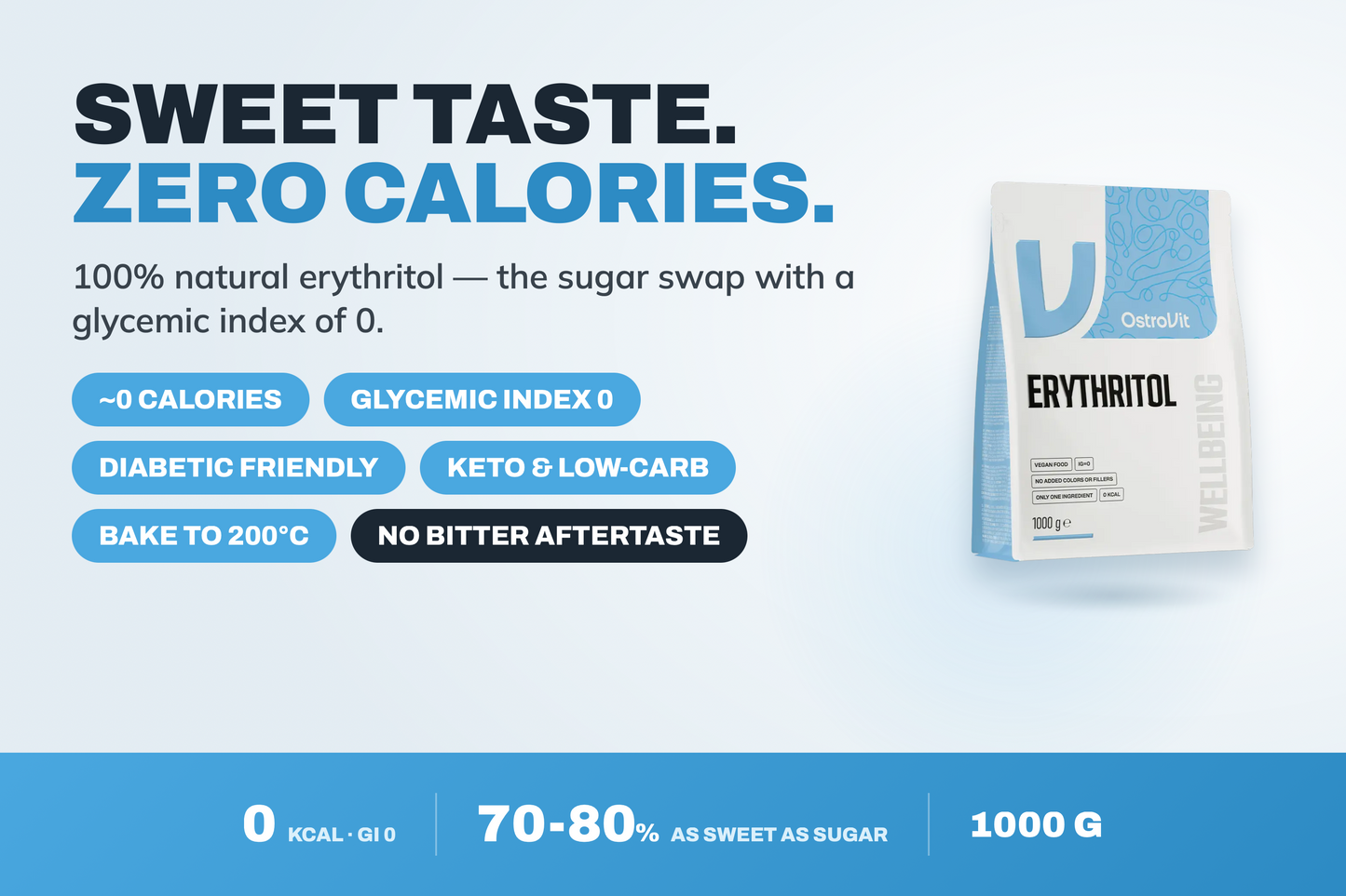 Erythritol 1000g Naturel zoetstof