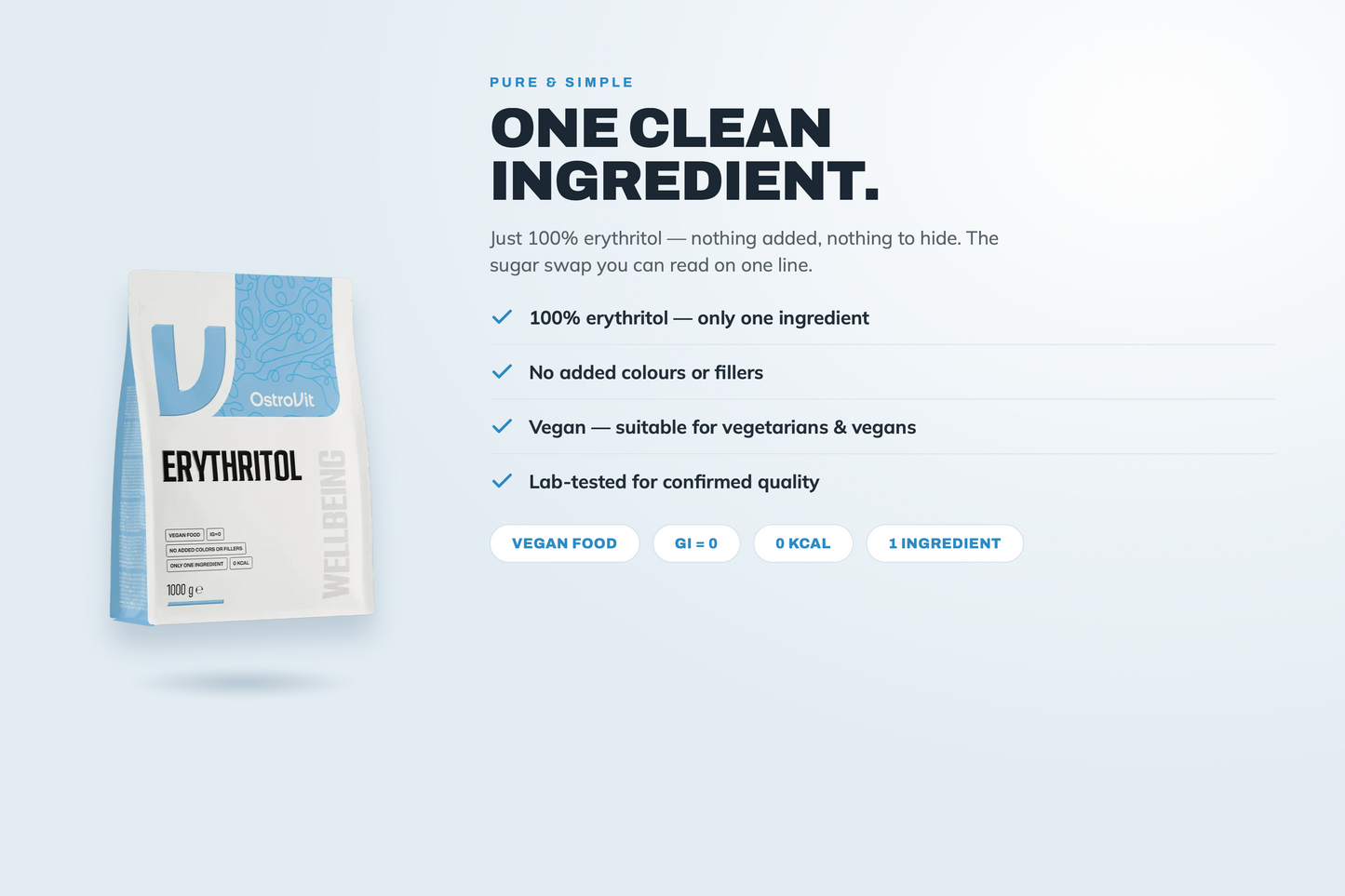 Erythritol 1000g Naturel zoetstof