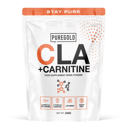 PureGold CLA + Carnitine Mango – 245 g, 3 carnitinevormen + zink, chroom, B6 & niacine