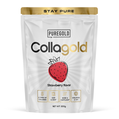 PureGold CollaGold Aardbei – 300 g collageendrank, 10 g collageen + vit. C, A, zink & selenium