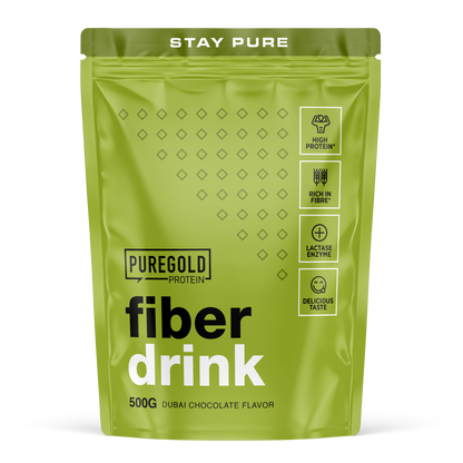 PureGold Fiber Drink Dubai Chocolate – 500 g, 24 g eiwit + 13 g vezels per portie