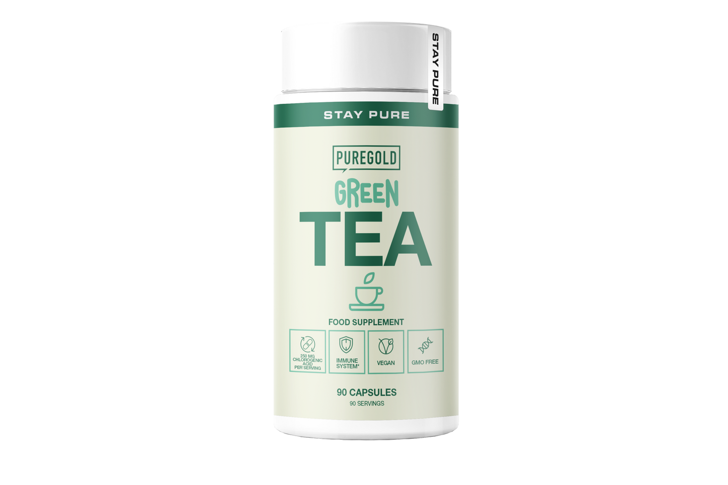 Pure Gold Green Tea – 350 mg groene thee‑extract + vitamine C, vegan, 90 capsules
