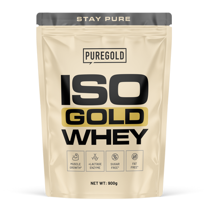 Pure Gold Iso Whey Gold Chocolate Nougat – 900 g, eiwit + enzymen, suikervrij & vetvrij
