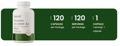 Vitamin D3 2000 IE + K2 VEGE – 120 Kapseln | OstroVit