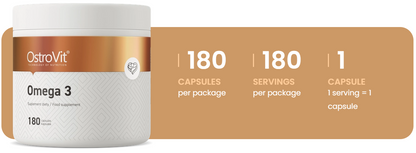Omega 3 – 180 Weichkapseln, 1000 mg Fischöl, 300 mg EPA+DHA | OstroVit