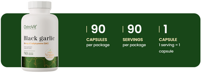 OstroVit Black Garlic VEGE 90 Capsules – 400 mg Gefermenteerd Knoflookextract | 0,1% SAC
