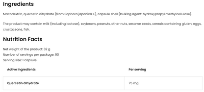 Quercetin | Vegansk | 90 kapsler | 75 mg | OstroVit