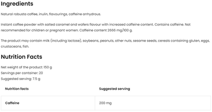 Coffee Extreme 150 g Gezouten Karamel & Wafels – 200 mg Cafeïne per Portie | OstroVit