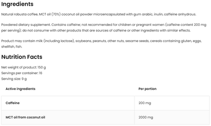 Bulletproof Coffee – 150 g, 200 mg cafeïne + 2 g MCT | OstroVit