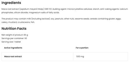 Maca VEGE – 90 Tabletten, 500 mg Extrakt (DER 10:1) | OstroVit
