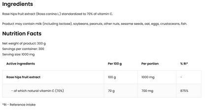 Natural Vitamin C – 300 g poeder, 700 mg vit. C per portie | OstroVit
