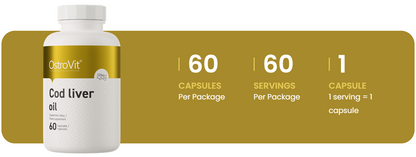 Torskelevertran – 60 softgels, 500 mg torskelevertran + vitamin A og D | OstroVit