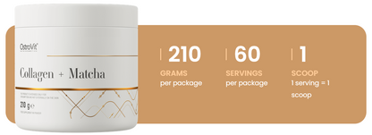 Kollagen + Matcha + L-glutathion + C-vitamin | 210 g | Pulver | Naturlig | OstroVit 