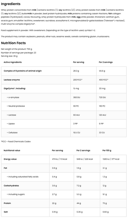 Animal 8 Proteins – 700 g Chocolade, 28,3 g eiwit/portie | OstroVit