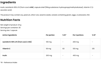 Lactoferrin LFS 90 % – 60 Kapseln, mit Vitamin C | OstroVit Pharma