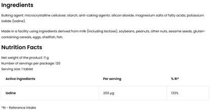 Jodium 200 µg – 120 vegan tabletten (kaliumjodide) | OstroVit