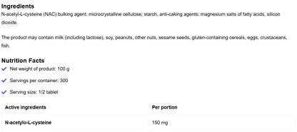 NAC 300 mg VEGE – 150 tabletten, | OstroVit