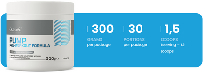 PUMP Pre-Workout Formule | 300 g | Sinaasappel 🍊 | OstroVit