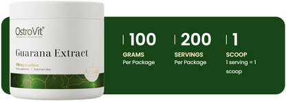 Guaranaekstrakt | Koffein 22% | Naturligt | Pulver | 100 g | OstroVit