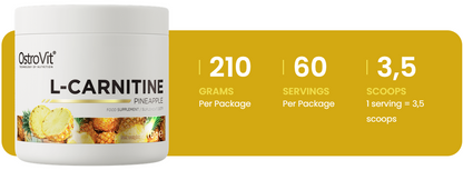 L‑Carnitine – 210 g poeder, Ananas, 3 000 mg per portie | OstroVit