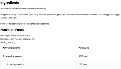 Creatine Malate – 500 g, 3 750 mg TCM | OstroVit