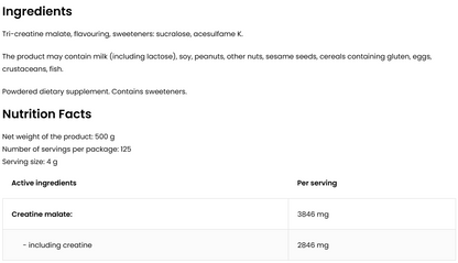 Creatine Malate Citroen – 500 g poeder, 125 porties | OstroVit