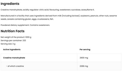 Creatine Monohydrate 1000 g – Kersensmaak, 333 porties | OstroVit