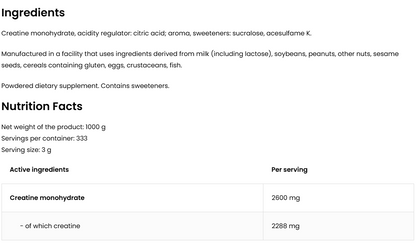 Creatine Monohydrate 1000 g – Groene Appel, 333 porties | OstroVit