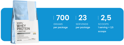 100% Whey Protein + DigeZyme – 700 g Naturel, 23 g eiwit | OstroVit