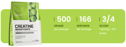 Creatine Monohydraat | Poeder | 500 g | Groene Appel 🍏 | OstroVit
