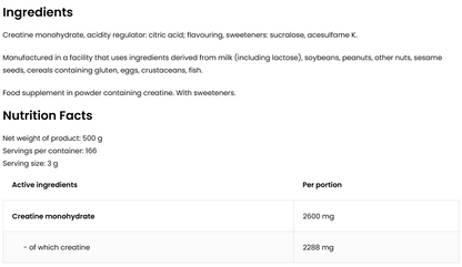 Creatine Monohydraat | Poeder | 500 g | Groene Appel 🍏 | OstroVit