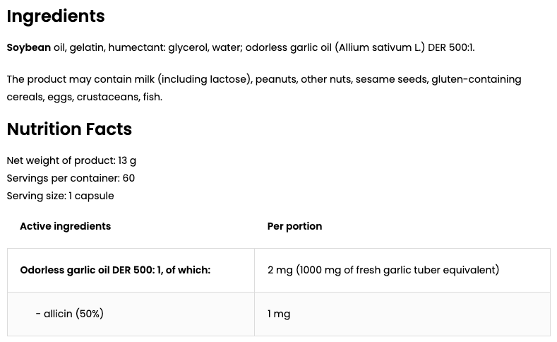 Geurloze Knoflook | 60 capsules | OstroVit Pharma