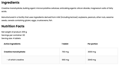 Creatine Micronized – 240 tabletten, 3 g creatine‑monohydraat per dag (60 porties) | OstroVit
